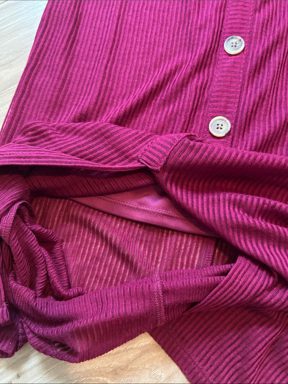 Express Berry-Red Ribbed Button-Front Midi Dress - Picture 5 of 6